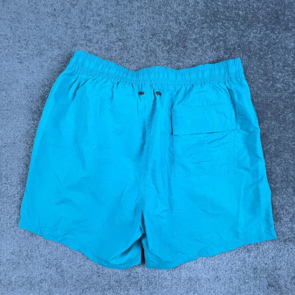 Polo Ralph Lauren Mens Teal Blue Yellow Swim Trunks Medium Mesh Lined Drawstring